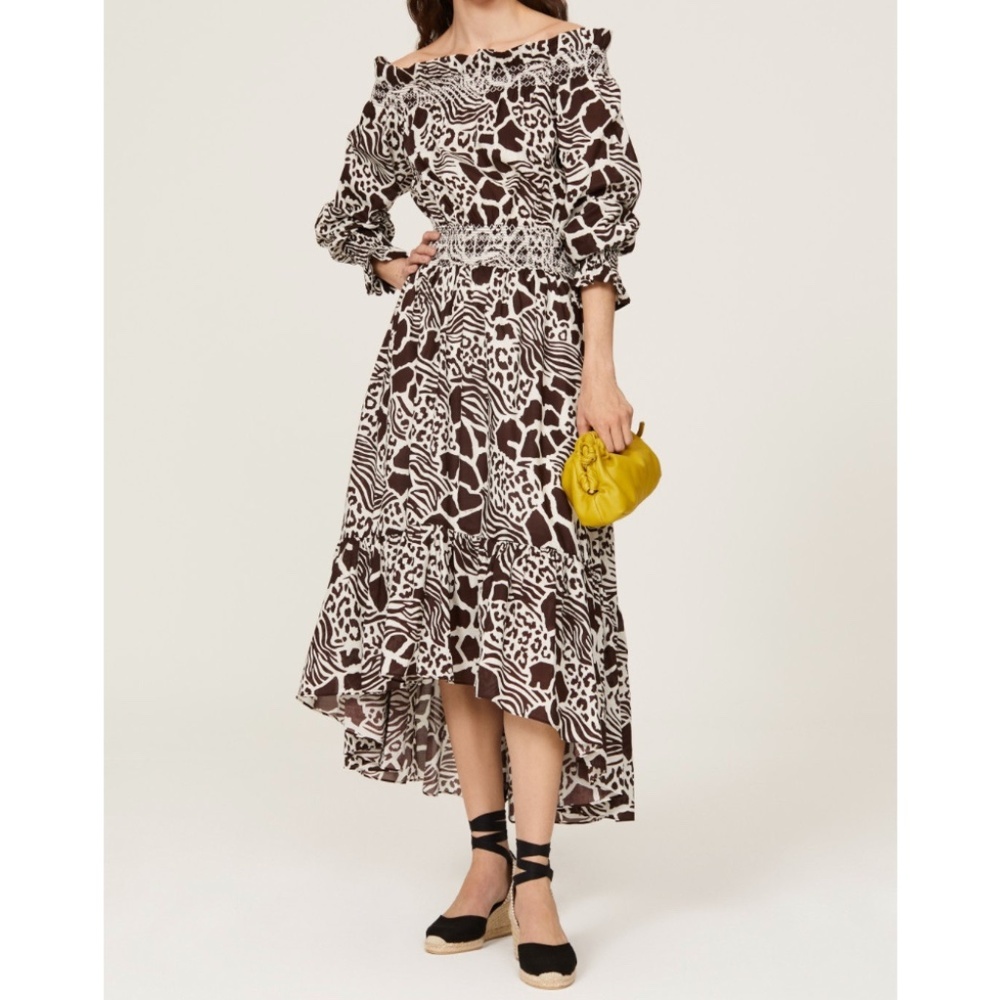 Adam Lippes Smocked Off the Shoulder Dress Sz 6